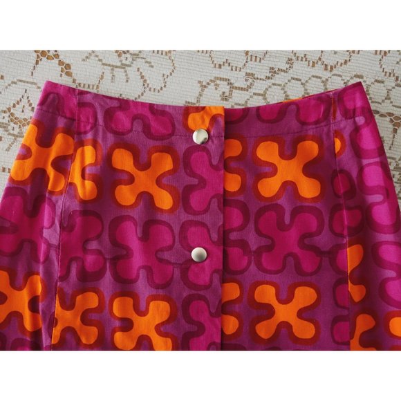 Vtg 60s 70s Finnippa Pink Orange Midi Skirt 00 XXS - Picture 6 of 7
